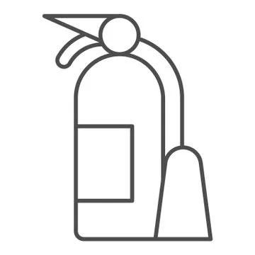Fire extinguisher thin line icon. Fireman device to extinguish flame outline Stock Illustration
