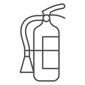 Fire extinguisher thin line icon, Safety engineering concept, Fire alarm sign on Stock Illustration