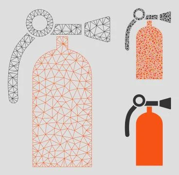 Fire Extinguisher Vector Mesh Carcass Model and Triangle Mosaic Icon Illustrazione stock