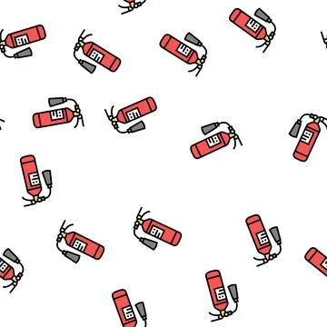 Fire extinguisher vector seamless pattern flat Stock Illustration