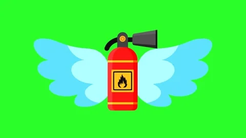 Fire Extinguisher with Wings Symbolizing Fast Response and Protection 库存影片 320084033