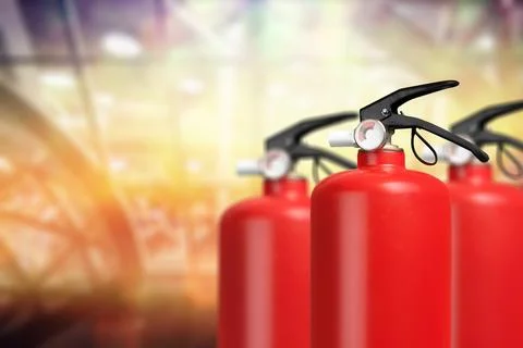 Fire extinguishers available in fire emergencies Stock Photos