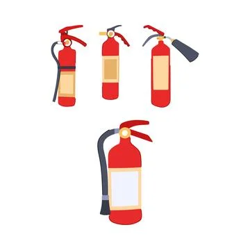 Fire extinguishers protecting safety and emergency equipment Stock Illustration