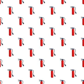 Fire extinguishers seamless pattern repeating on white background Stock Illustration