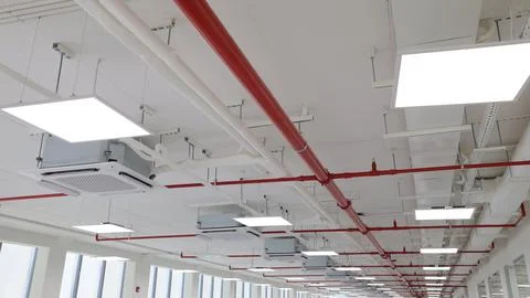 Fire extinguishing system details in the ceiling Stock Photos