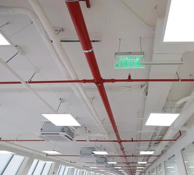 Fire extinguishing system details in the ceiling Stock Photos