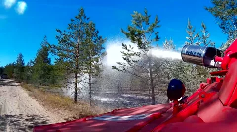 Fire extinguishing tank, new developments for fighting forest fires. Stock Footage 52115943