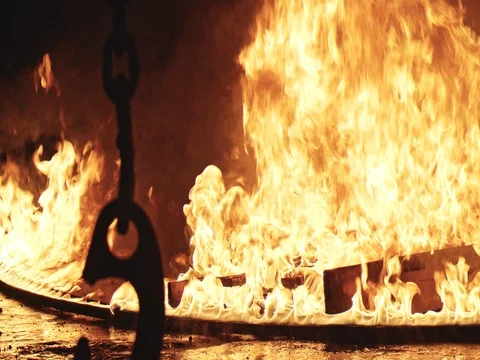 Fire in a factory Stock Footage 76459112