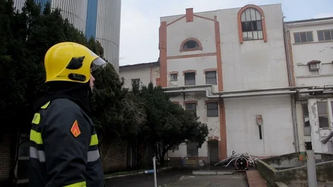 Fire at the factory Video stock 97717756