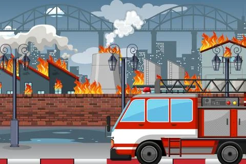 A fire in the factory Stock Illustration