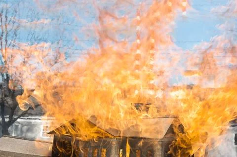 Fire in the factory Stock Photos