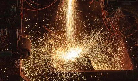 Fire from a falling forge Stock Photos