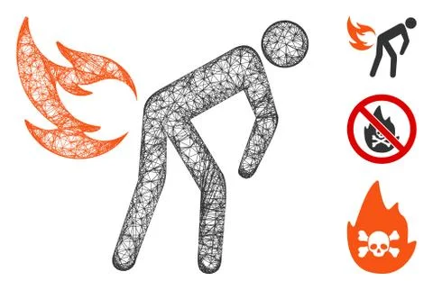 Fire Farting Polygonal Web Vector Mesh Illustration Illustrazione stock