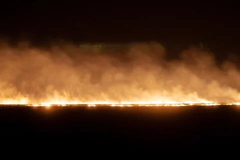 Fire on the field, Burning Leftover Wheat Stock Photos