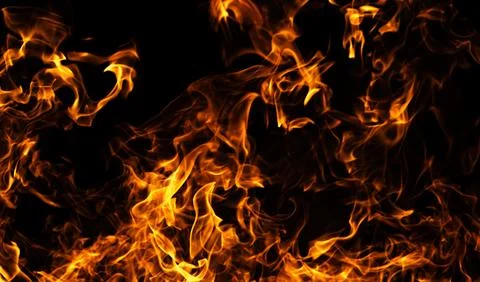 Fire fiery motion background. Fire hot glowing flames. Fire intense burning e Stock Photos