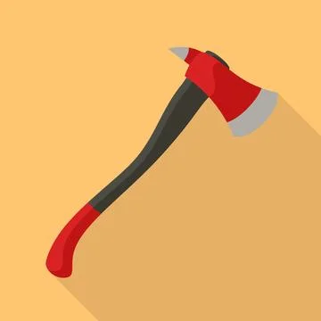 Fire fighter axe icon, flat style Stock Illustration