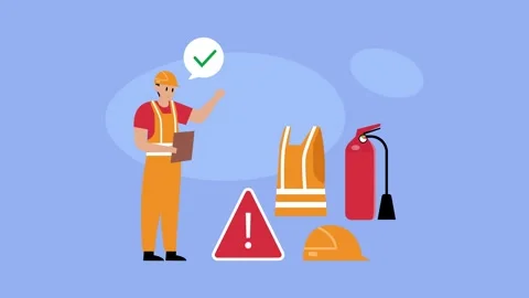 Fire fighter equipment checking cartoon animation Stock Footage 276154727