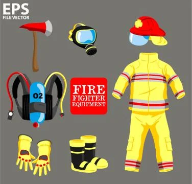 FIRE FIGHTER EQUIPMENT Stock Illustration