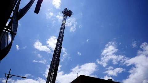 Fire fighter, fire engine &amp; fire brigade in training action Stock Footage 83334477