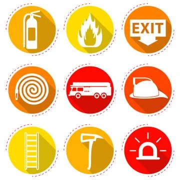 Fire Fighter Icons Stock Illustration
