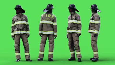 Fire fighter idle. Green screen isolate. 库存影片 336025630