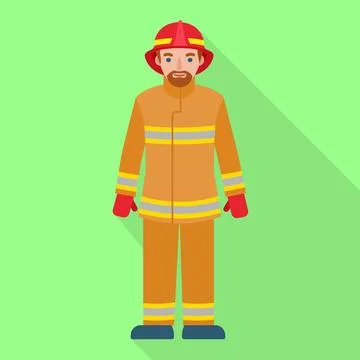 Fire fighter man icon, flat style Stock Illustration