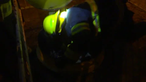 Fire fighter at night Stock Footage 35180390