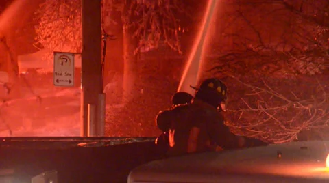 Fire Fighter Operating Deck Gun Water Hose 스톡 동영상 36631025