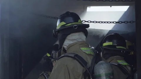Fire Fighter Trainning box Stock Footage 130081105