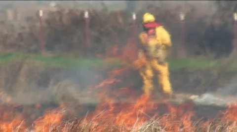 Fire Fighter Wide Stock Footage