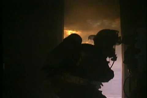 Fire fighters siluettes in house Video stock 10895056