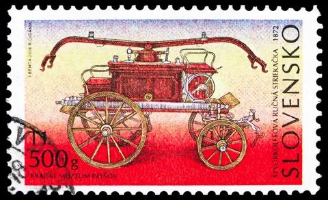 Fire-fighting Device - Four-wheeled Hand Fire Engine 1872, Technological Ad.. Stock Photos