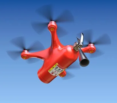 Fire fighting drone with fire extinguisher Stock Illustration