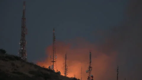 ..fire fighting helicopter intervention antennas 5 Stock Footage 149102014