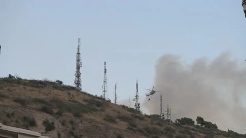 ..fire fighting helicopter intervention antennas 2 Stock Footage 149102437