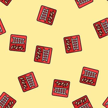 Fire fighting hose standpipe outlet vector seamless pattern Illustrazione stock