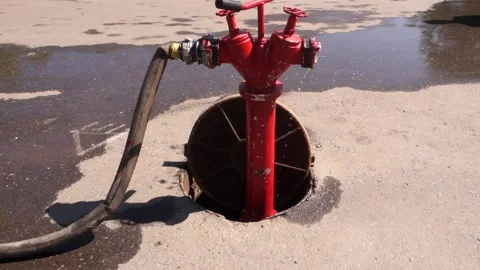 Fire fighting water supply with fire fighting equipment Stock Footage 158240662