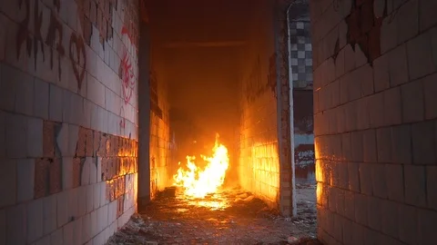 Fire fighting.Gasoline explosion.The release of fire.The work of firefighters. Stock Footage 108457963