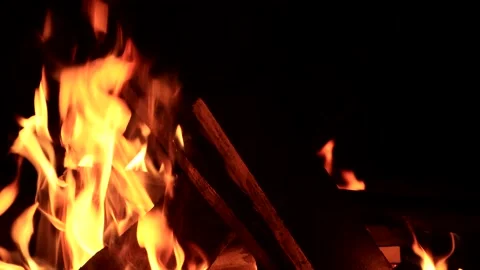 Fire In The fire Bowl, Burning Fire, Campfire Stock Footage 194541007