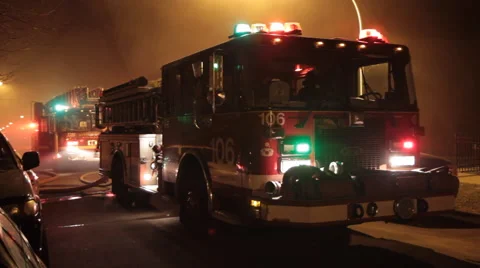 Fire fire enters fire engine with smoke Stock Footage 42266638