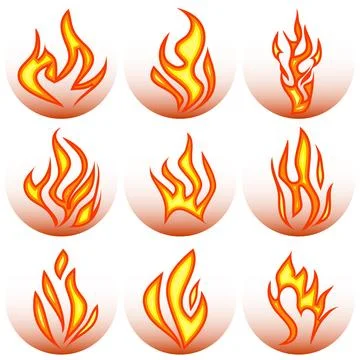 Fire, fire icon. Realistic flames. Flat design, vector illustration, vector. イラスト素材