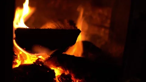 Fire in a fire place Stock Footage 303590950
