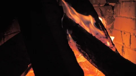 Fire in the fire place slow Stock Footage 104721363