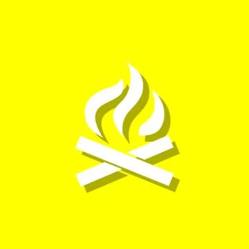 Fire, fire white icon with shadow Stock Illustration