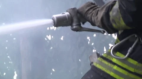 Fire. Firefighters. The house is on fire Stock Footage 77945514