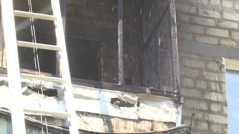 Fire. Firefighters. The house is on fire Stock Footage 77945524