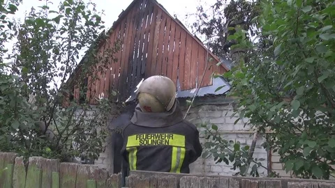 Fire. Firefighters. The house is on fire Stock Footage 77945552