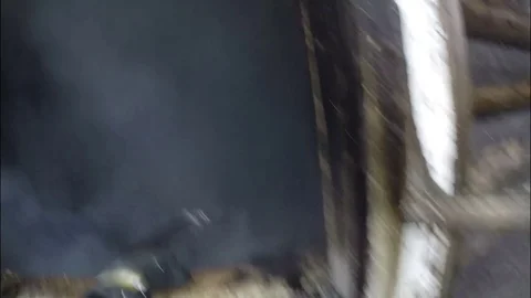 The fire. The fireman enters the burning building. Stock Footage 80451408