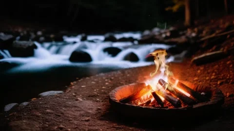 Fire, firepit, campfire Stock Footage 313438209
