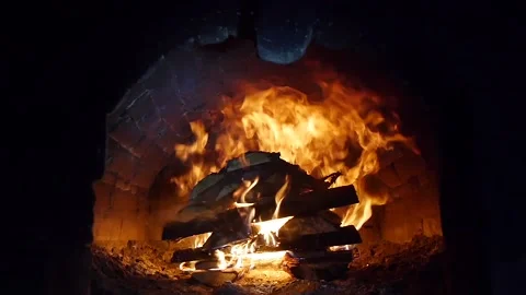 A fire in the fireplace 1 Stock Footage 96000797